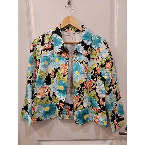 Erin London floral zip front abstract vintage jacket - Picture 5 of 9